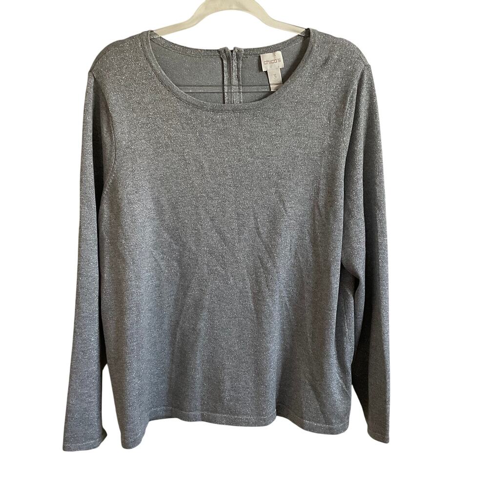 Chico’s Grey with Silver‎ Metallic Sweater - Size XL
